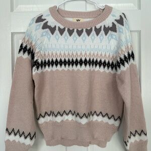 Panache Pink and Gray Patterned Sweater